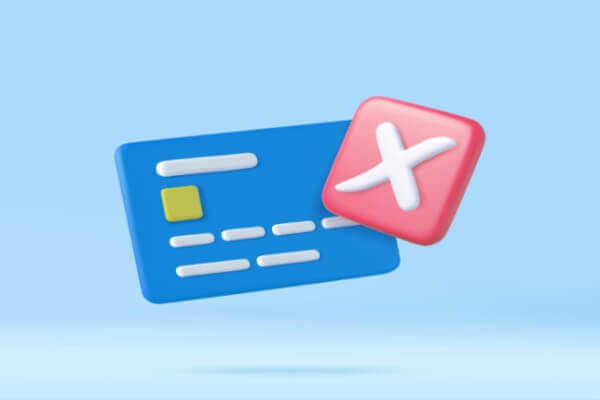 3d Credit card and Cancel cross icon.